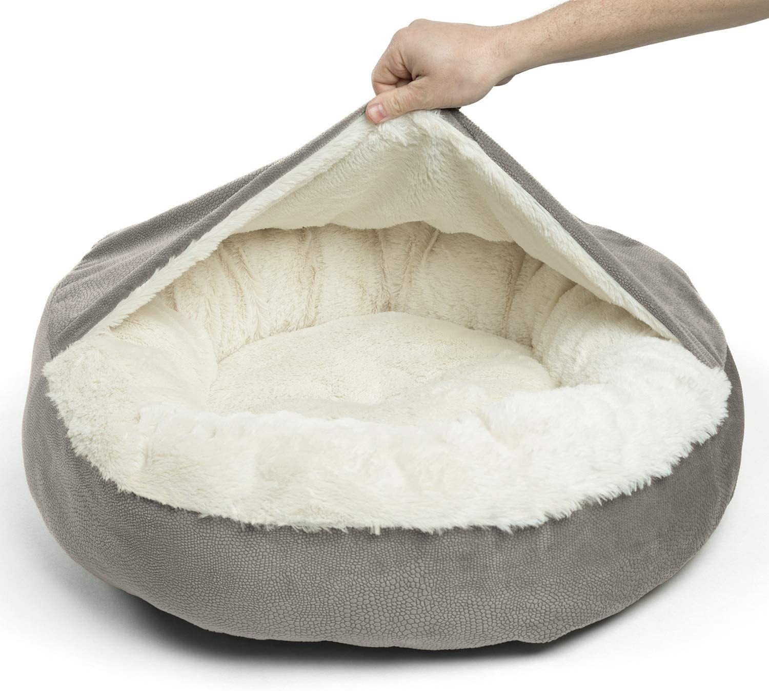 Round Fleece Dog Bed with "Rainbow Velvet" Blanket