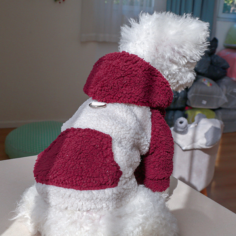 Cappotto per cani “Lamb” con cappuccio in pelo d’agnello