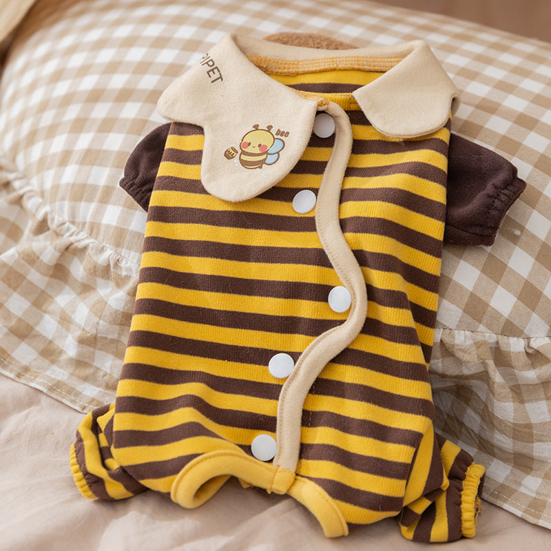 Tutina per Cani HIPIPET con Ape - Pigiama a Righe Elastico