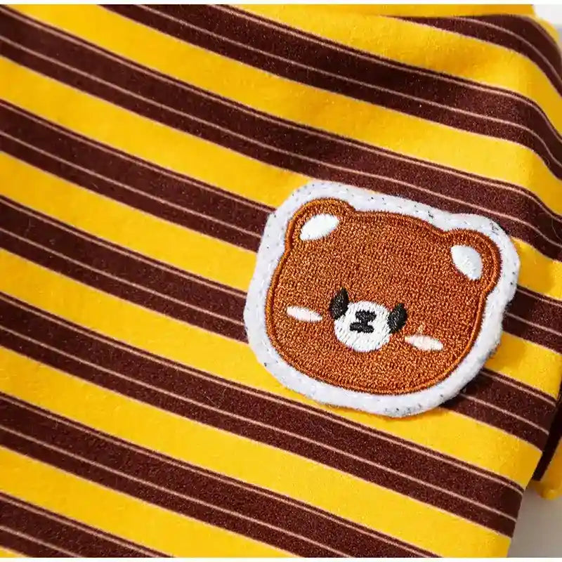 Camiseta para Perros y Gatos con Rayas Homewear Parche Oso Gato