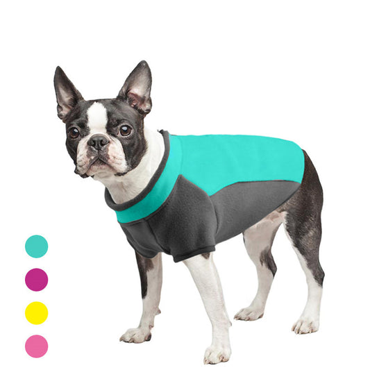 Cappottino per Boston Terrier in Pile | Elasticizzato e con Zip sul Collo