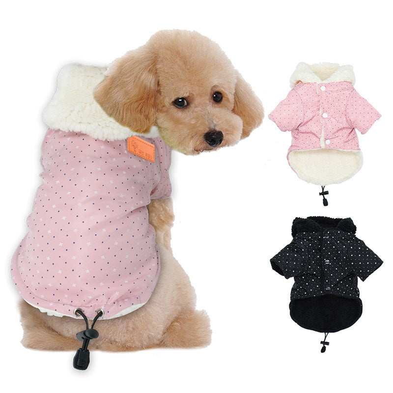 "Mumbai" Fleece Coat for Dogs with Hood and Drawstring