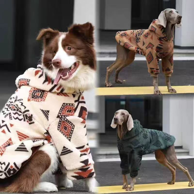 Sudadera para Perros con Capucha - Forro Polar Caliente Geométrico