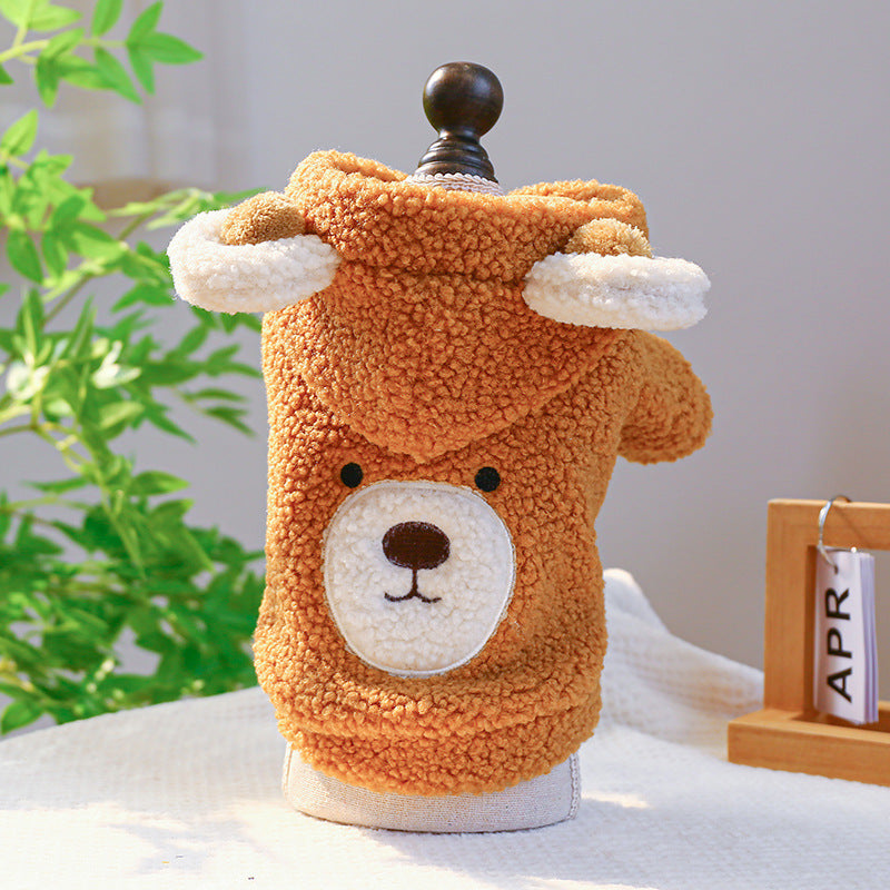 Dog Sweatshirt with Embroidered Teddy Bear and Hood with Ears
