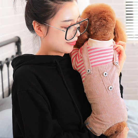 Tutina 4 Zampe Cani - Salopette Righe Caldo Inverno by Dog Moda