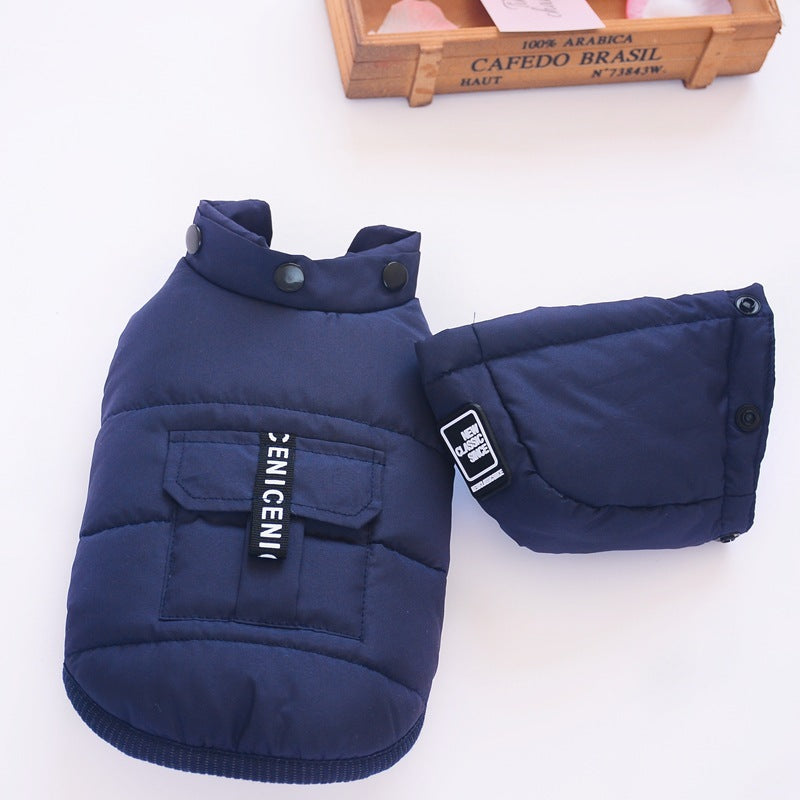 Dog Down Jacket with Removable Hood "Nice" Decorative Pocket