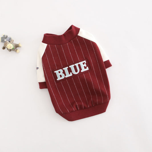 Maglia Baseball Righe per Cani - Bottoni Stile Sport by Dog Moda