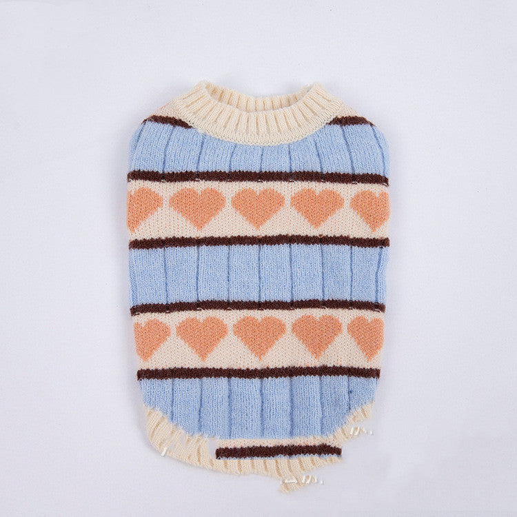 Shih Tzu Dog Sweater with Hearts - Orange Color