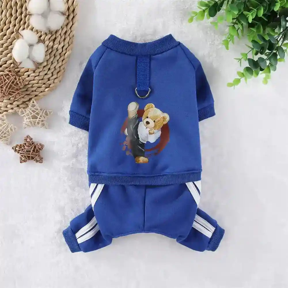 Mono de forro polar con osito para perros - 4 patas deportiva