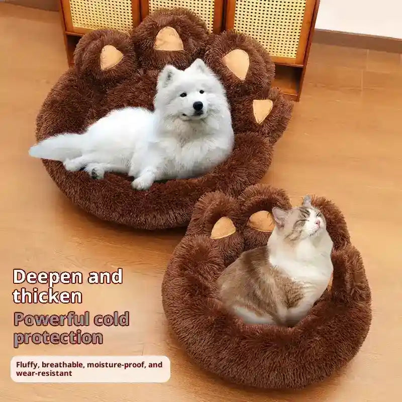 Cuccia Rotonda Morbida con Schienale a Zampa per Cani e Gatti by Dog Moda