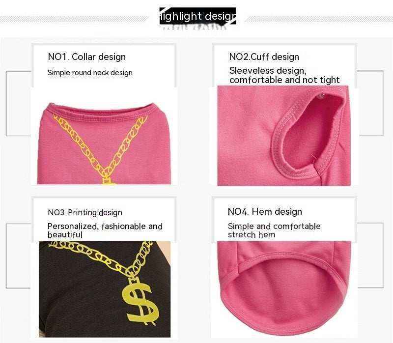 Maglia Cane Smanicata Dollar | Vest Estivo con Collana | Dogmoda by Dog Moda