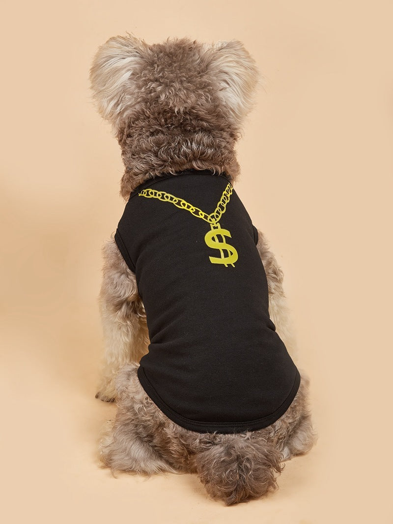 Maglia Cane Smanicata Dollar | Vest Estivo con Collana | Dogmoda