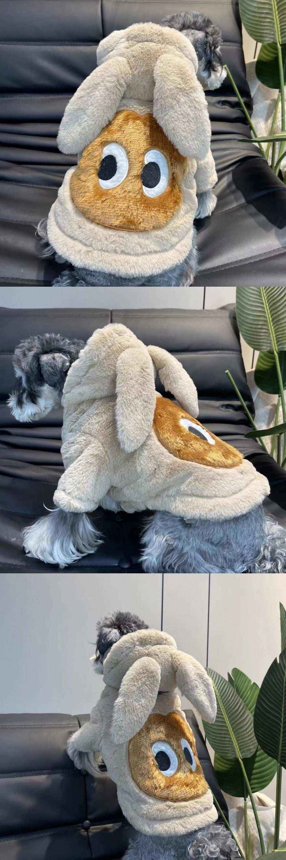 Cappotto con cappuccio coniglio per cani in pile – Modello Rabbit
