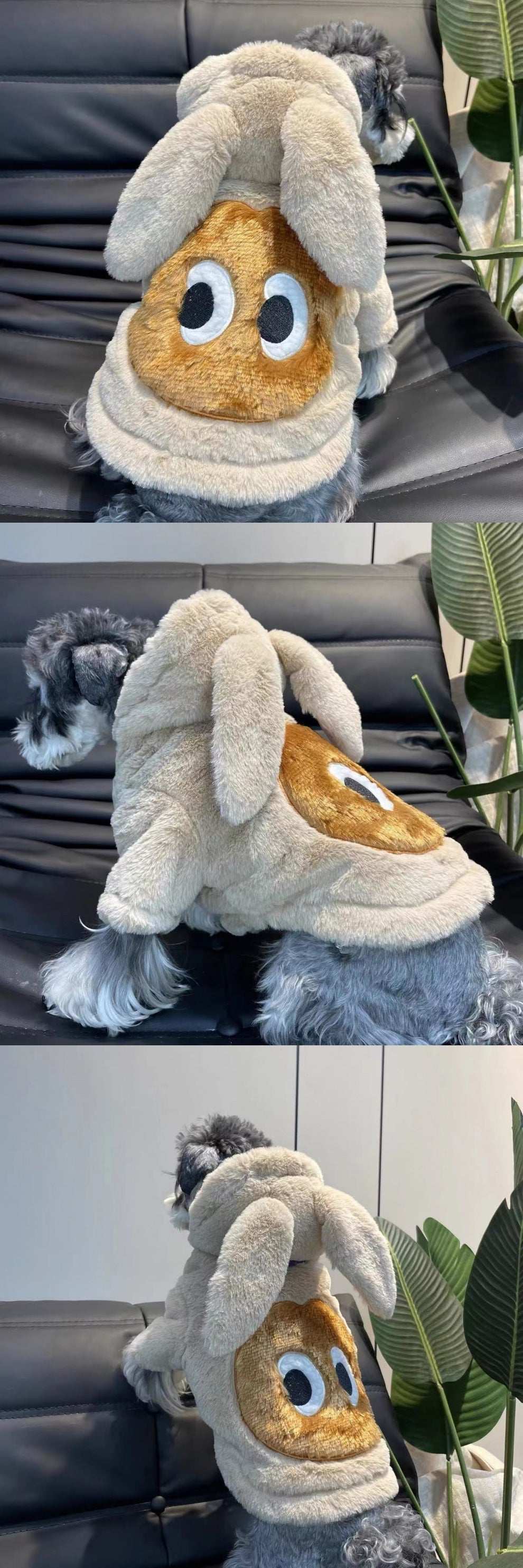 Cappotto con cappuccio coniglio per cani in pile – Modello Rabbit
