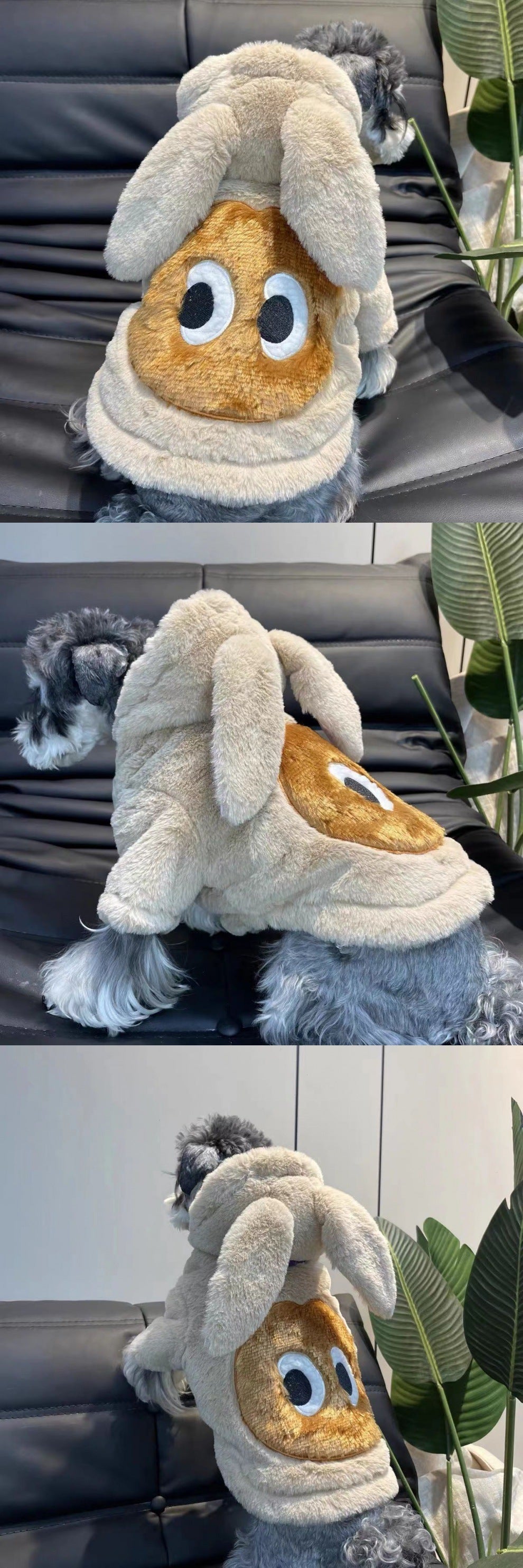 Cappotto con cappuccio coniglio per cani in pile – Modello Rabbit