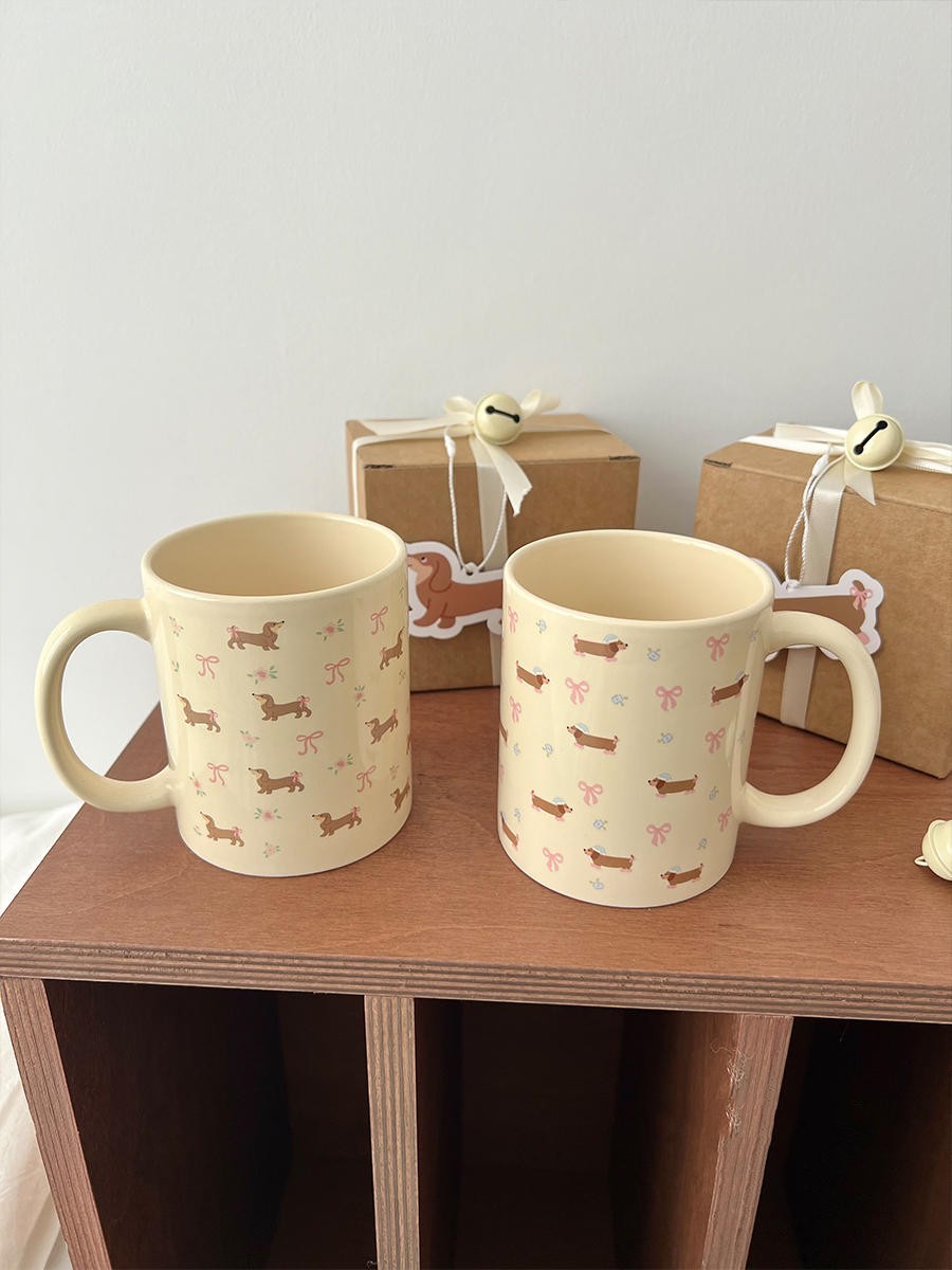 Tazza Bassotto con Fiori in Ceramica 350ml – Idea Regalo Cane