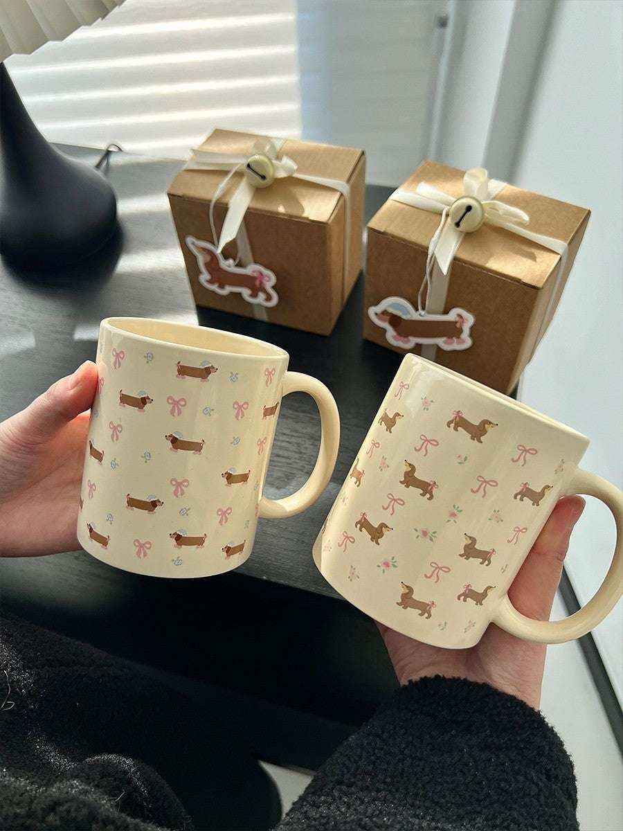 Tazza Bassotto con Fiori in Ceramica 350ml – Idea Regalo Cane