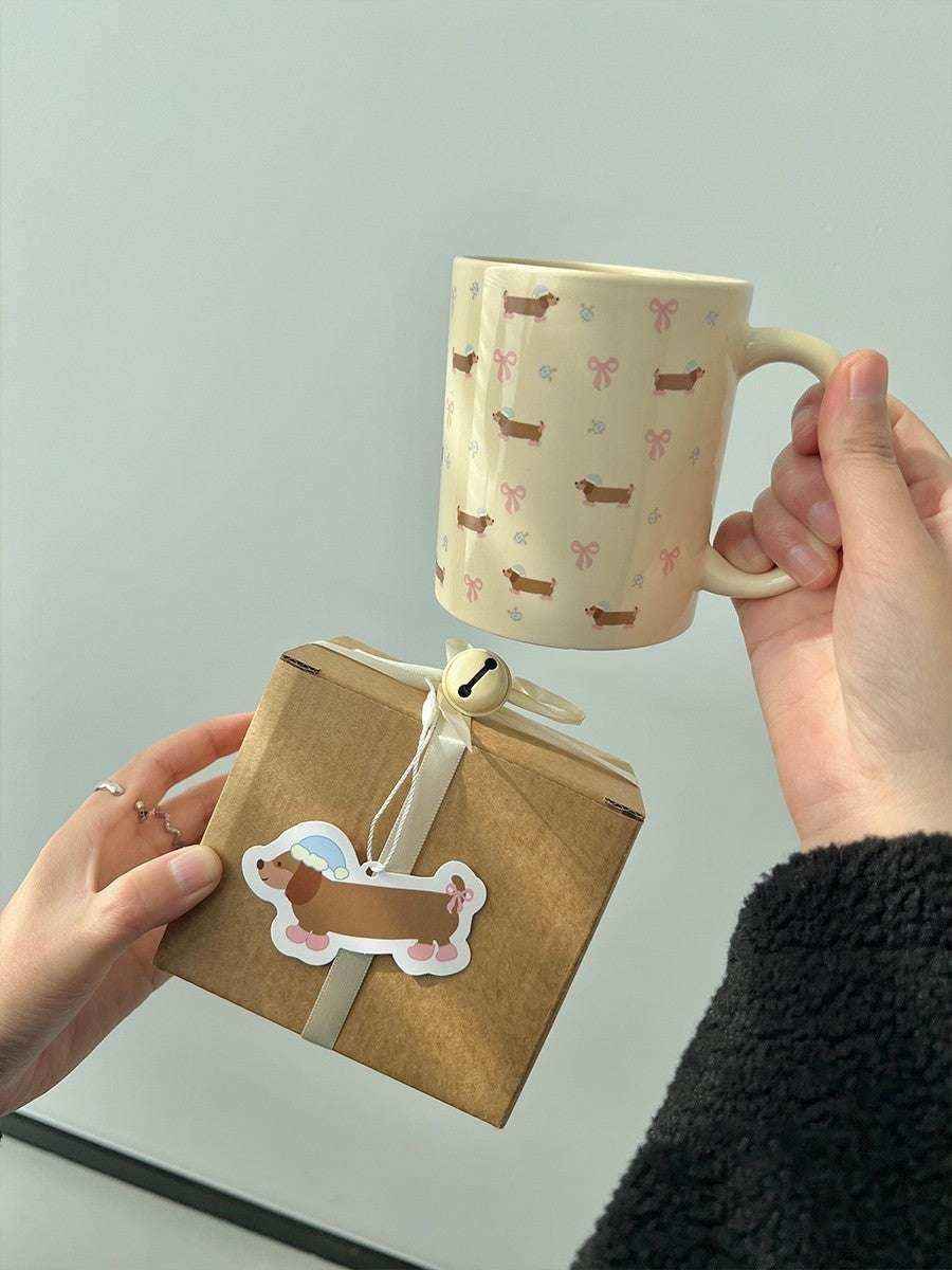 Tazza Bassotto con Fiori in Ceramica 350ml – Idea Regalo Cane