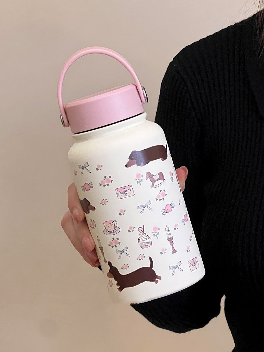 Borraccia Termica Bassotto Floreale 650ml in Acciaio Inox
