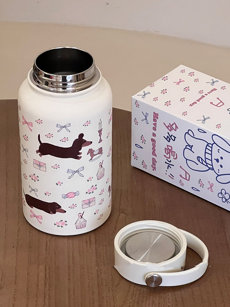 Borraccia Termica Bassotto Floreale 650ml in Acciaio Inox
