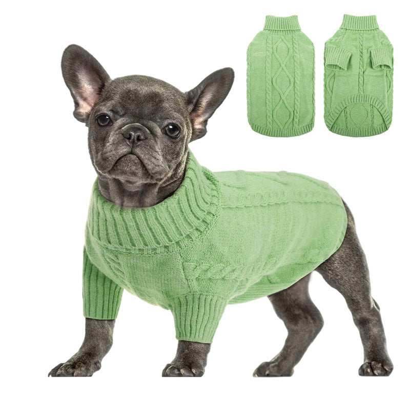 Maglioncino per Bulldog Francese con Ricamo a Trecce e Collo Alto – Protezione dal Vento e dal Freddo - Dog Moda
