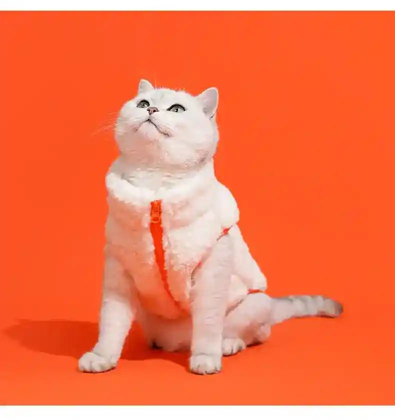 Abrigo ZEZE de forro polar blanco para gatos - Calor invernal