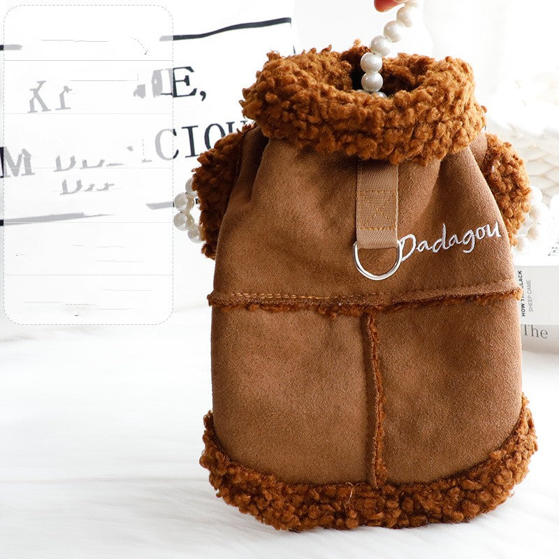 Abrigo de Piel Aterciopelada para Perros - Dadagou con Botones