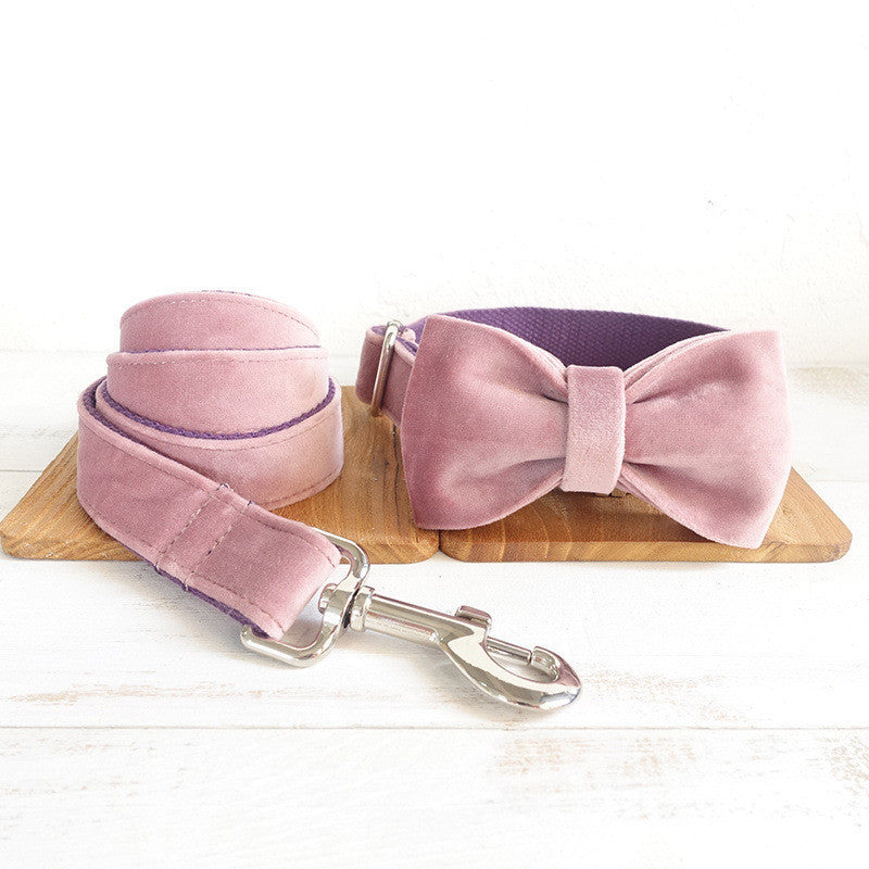 Lilac Velvet Leash and Collar Set - "Lilac" Model