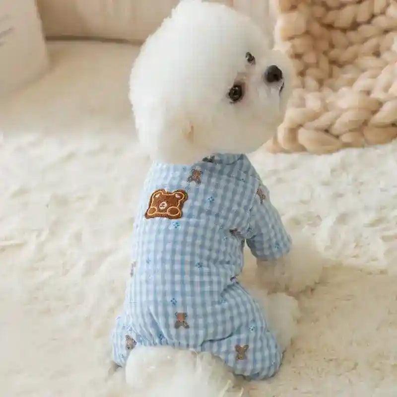 Abrigo para perros acolchado oso vichy rosa azul invernal