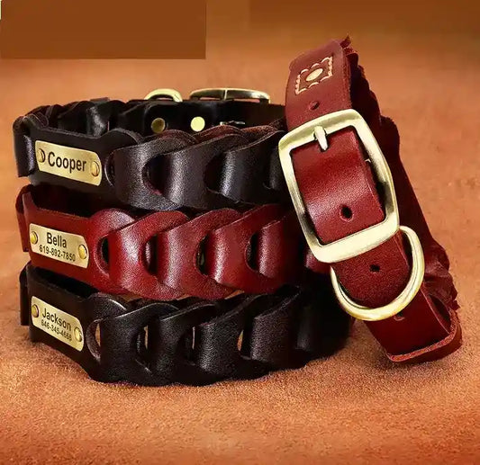 Collare Pelle Personalizzato - Incisione Nome e Telefono by Dog Moda