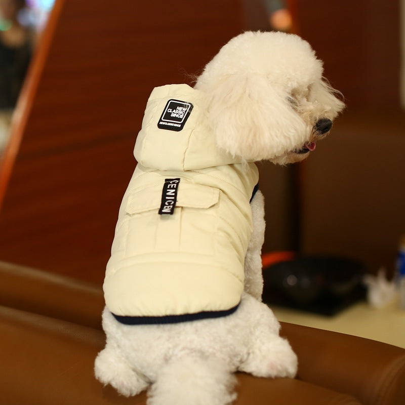 Dog Down Jacket with Removable Hood "Nice" Decorative Pocket