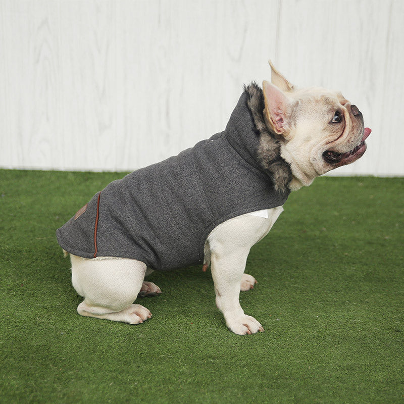 Cappottino Bulldog "Boutique" con Colletto in Eco Pelliccia – Stile e Comfort