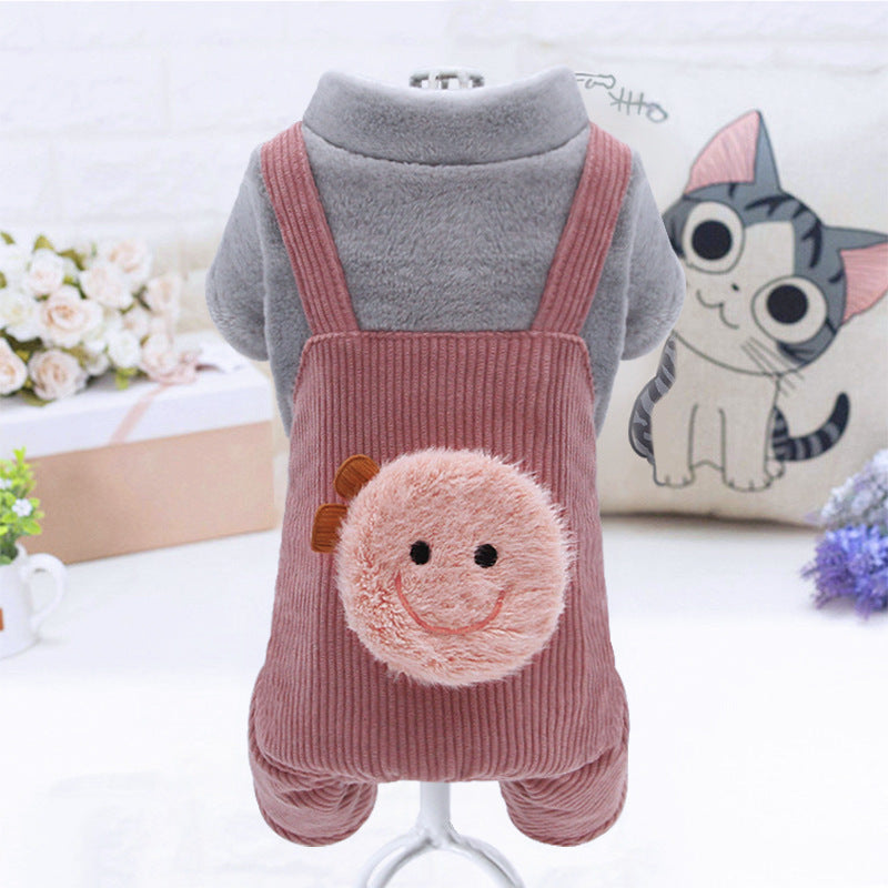 Chihuahua-Hundeoverall aus warmem Fleece, Modell „Smile“