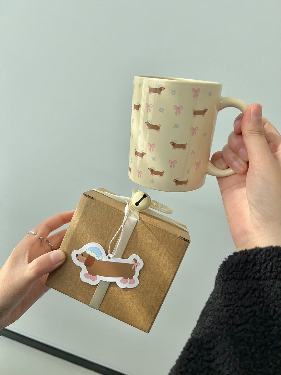 Tazza Bassotto con Fiori in Ceramica 350ml – Idea Regalo Cane