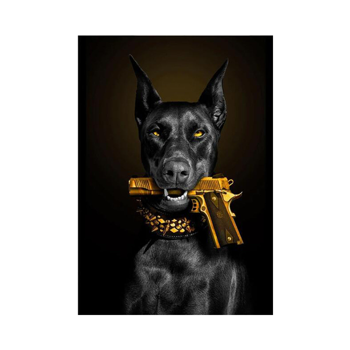 Stampa Artistica Doberman con Pistola - Poster Moderno