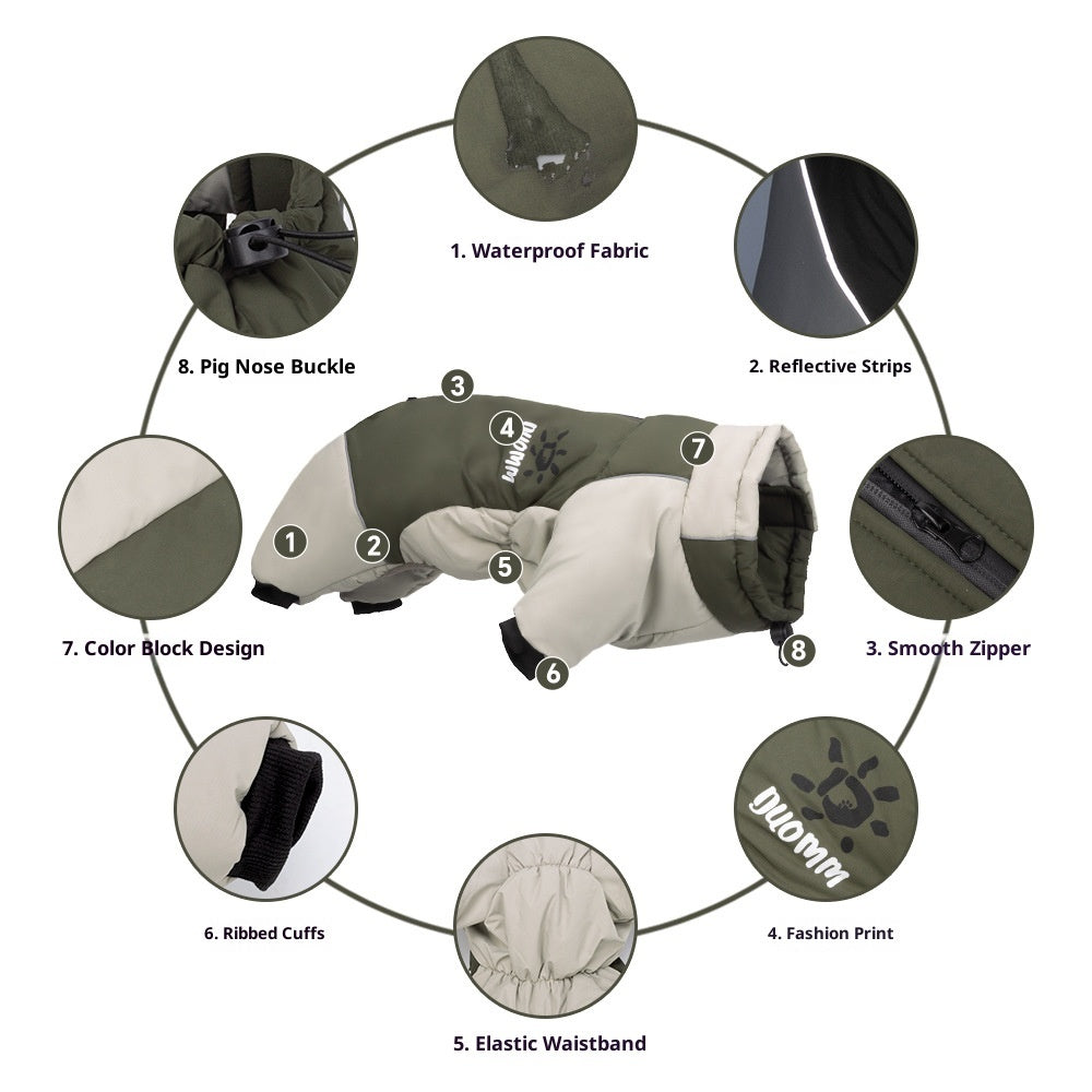 DUOMM Waterproof Padded Coat for 4-Legged Dogs XL-5XL