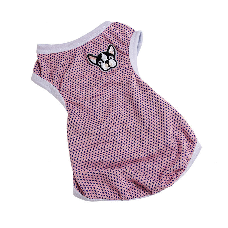 Breathable Dog Vest with "Bulldog" Embroidery