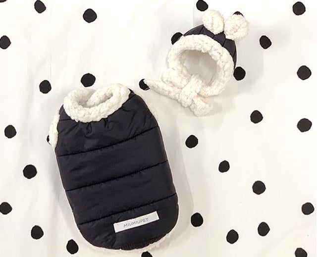 "DOT" Fleece Dog Coat with Ears Hat