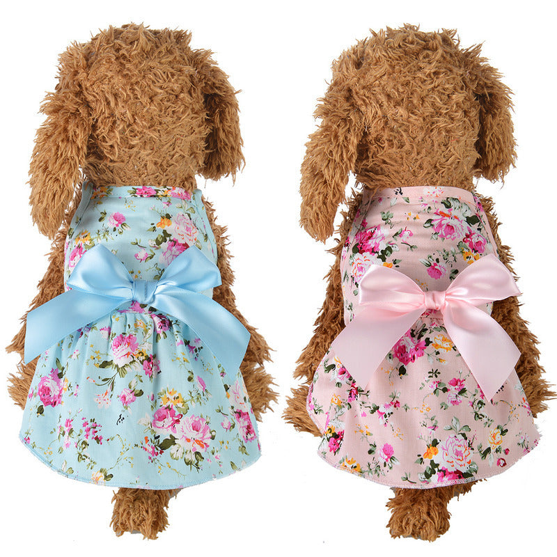 Vestido de Flores de Primavera para Perros - Lazo Colorido