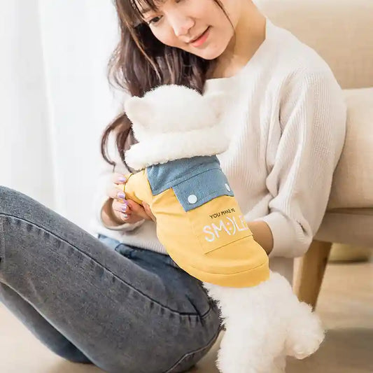 Cappotto Cani You Make Me Smile - Denim Imbottito by Dog Moda