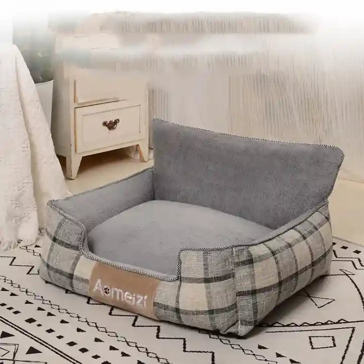 Caseta rectangular para perros - con respaldo elevado