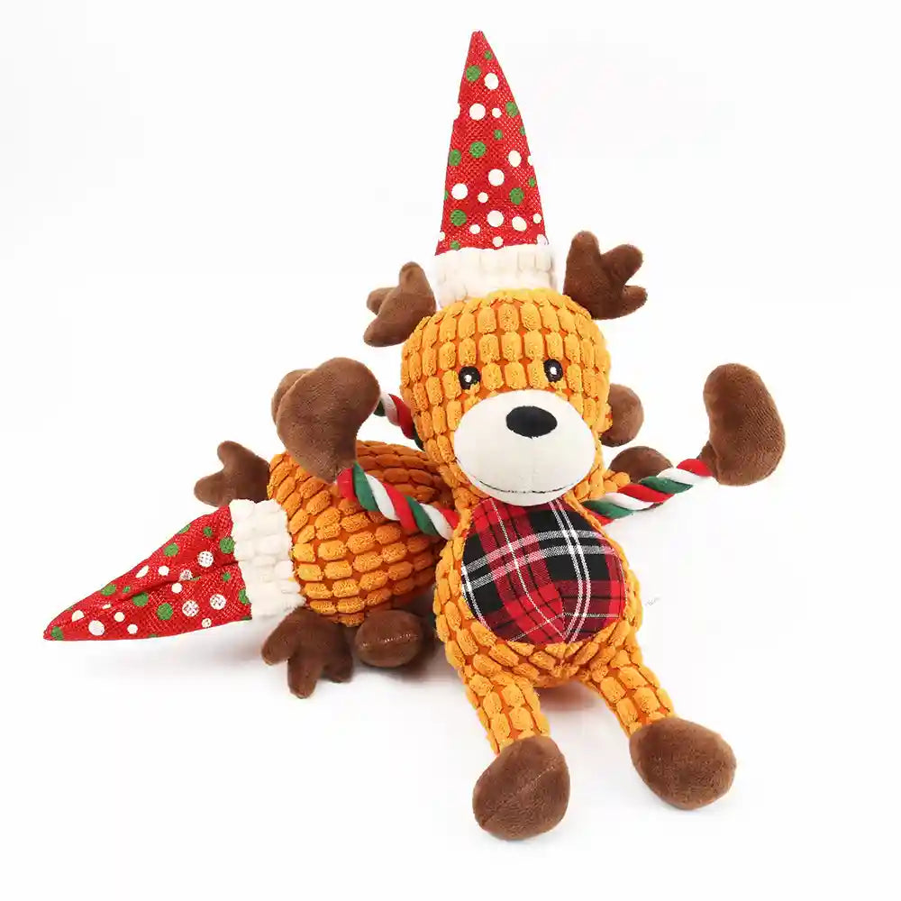 Gioco Renna Natale Cani Gatti - Peluche Sonoro con Corda by Dog Moda