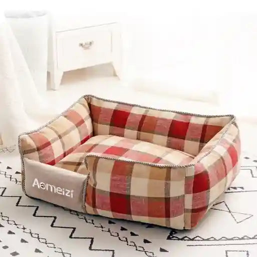 Caseta rectangular para perros - con respaldo elevado