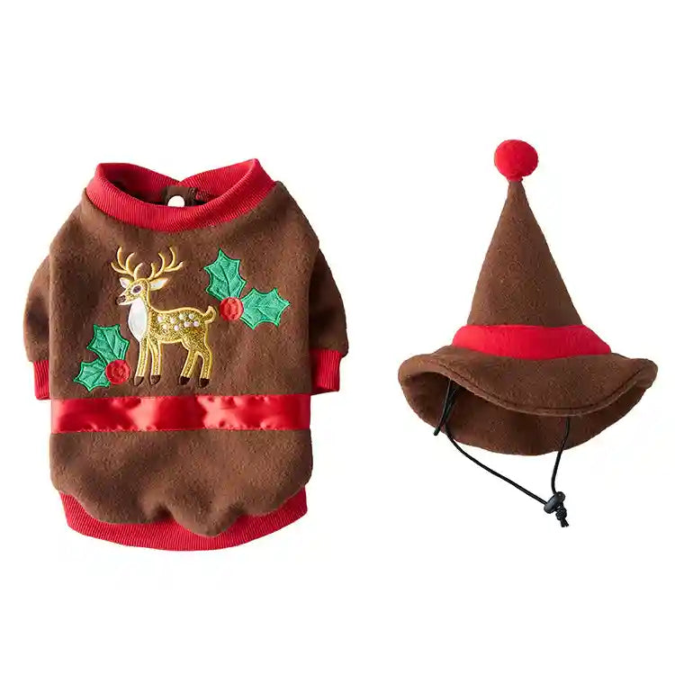 Tutina Natale Cane 4 Zampe - Pigiama Babbo Natale Verde