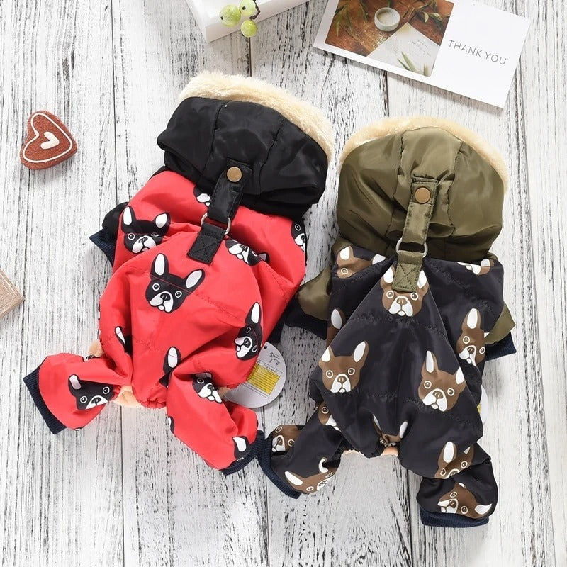 French Bulldog Dog Jumpsuit Coat with Fleece Lining