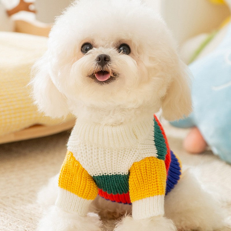 Colorful Striped Patchwork Sweater for Dogs and Cats