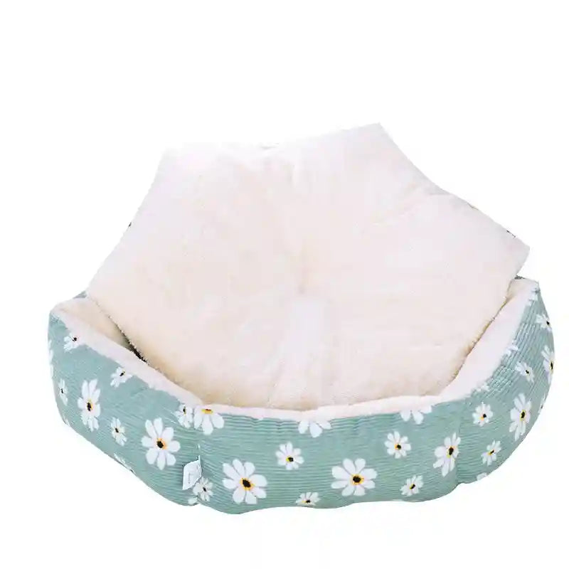 Cuccia Cani Gatti Ottagonale Fiorellini - Cuscino Soft