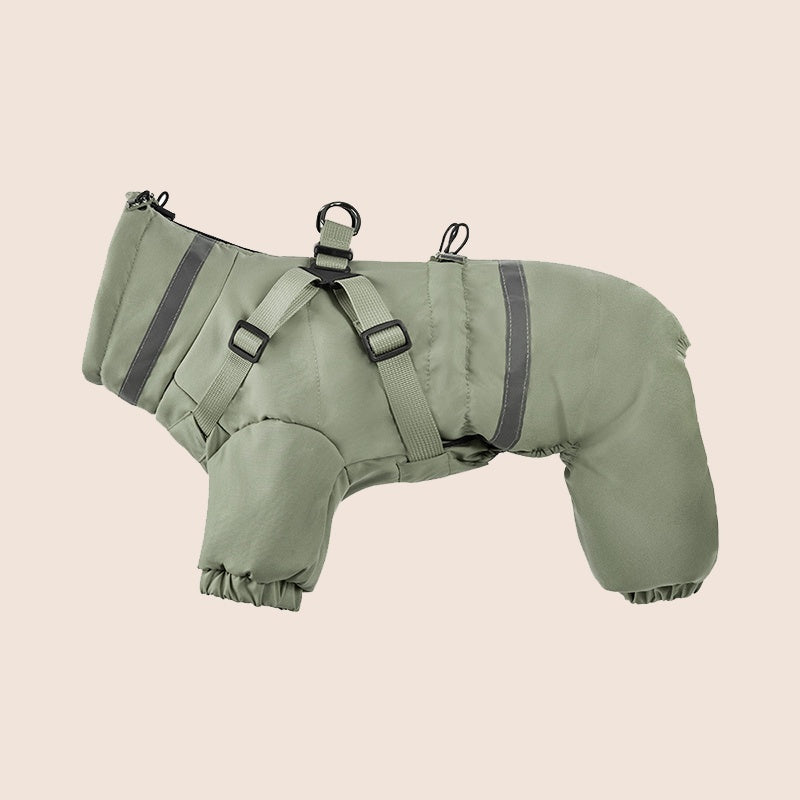 Cappotto per cani con pettorina riflettente e colletto antivento