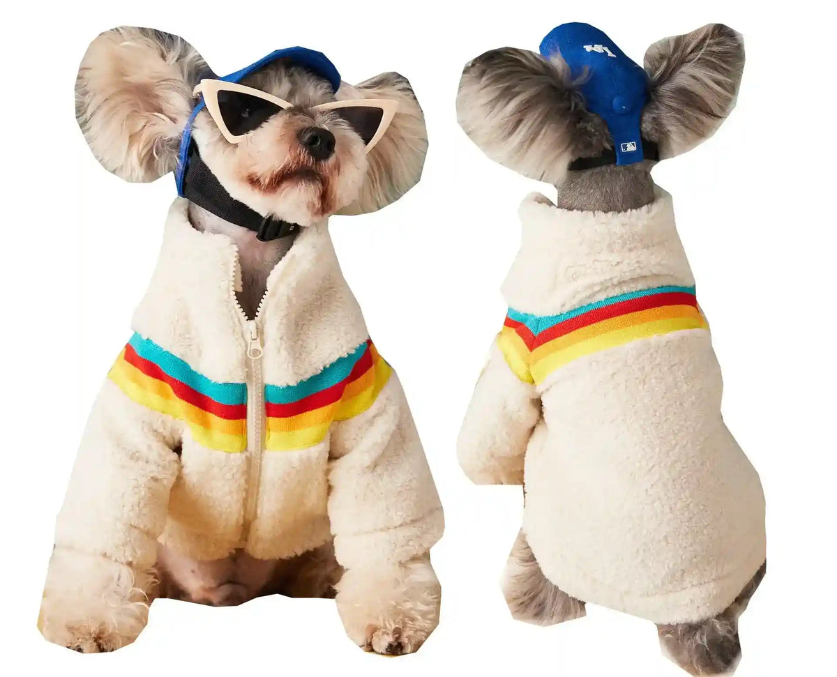 Cappotto Cani Bear in Pile - Striscia Multicolore Zip by Dog Moda