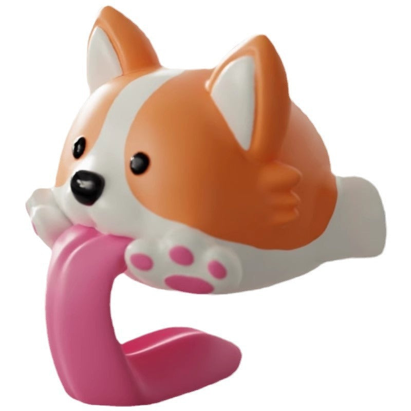 Statua Corgi in Salto - Decorazione Resina Simpatica